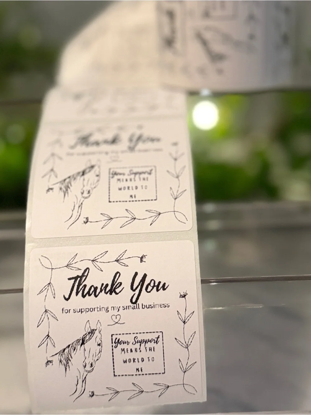200 Western Horse Thank You Stickers 2x2 Small Business Packaging Labels Roll